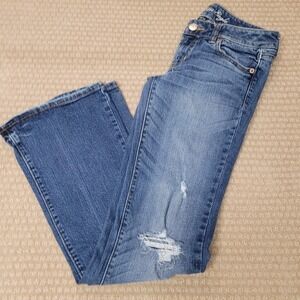 American Eagle Favorite Boyfriend Jeans Stretch Distressed Bootcut Size 4R EUC